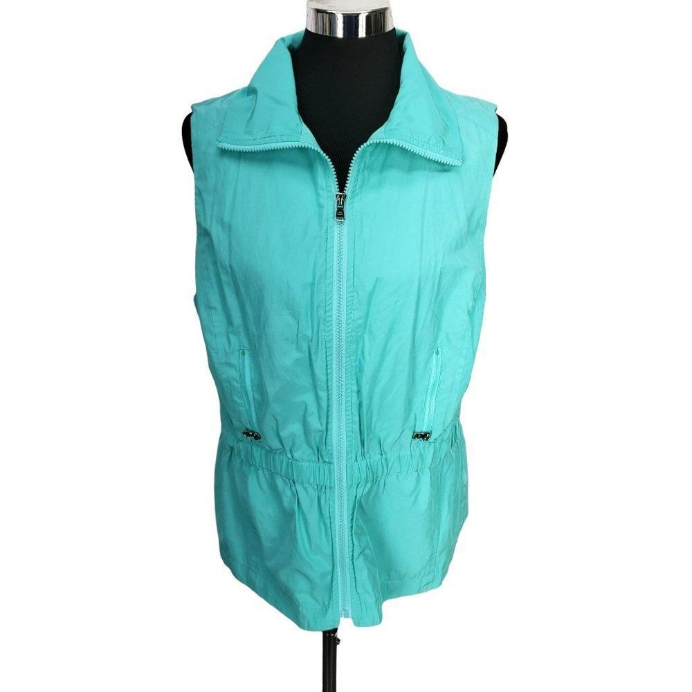 Erin London Women's Teal Blue Zippered Golf Athletic Vest Size Large